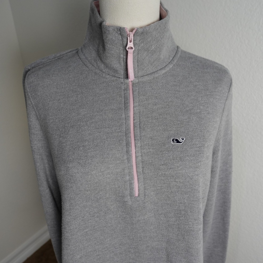 Vineyard Vines Shep Shirt Gray Pink 1/4 Zip Pullover Sweatshirt Women's S - Picture 3 of 16